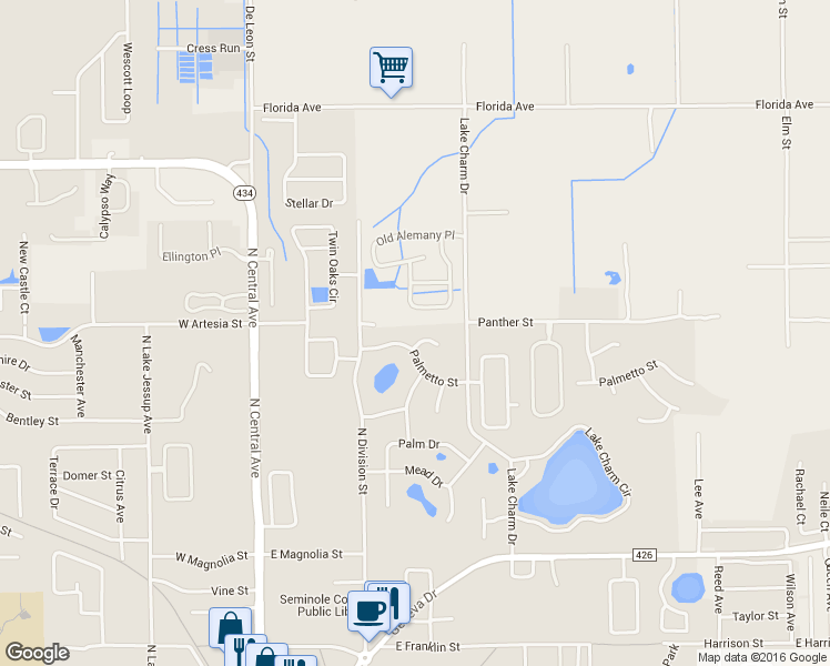 map of restaurants, bars, coffee shops, grocery stores, and more near 375 Valencia Circle in Oviedo