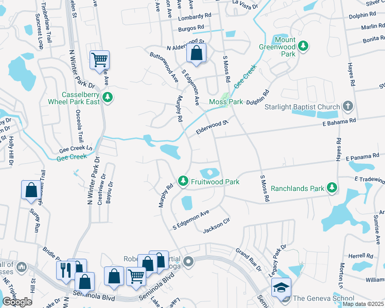 map of restaurants, bars, coffee shops, grocery stores, and more near 620 Murphy Road in Winter Springs