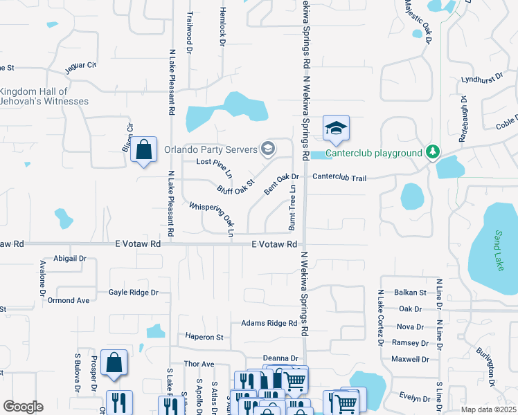 map of restaurants, bars, coffee shops, grocery stores, and more near 2170 Bent Oak Drive in Apopka