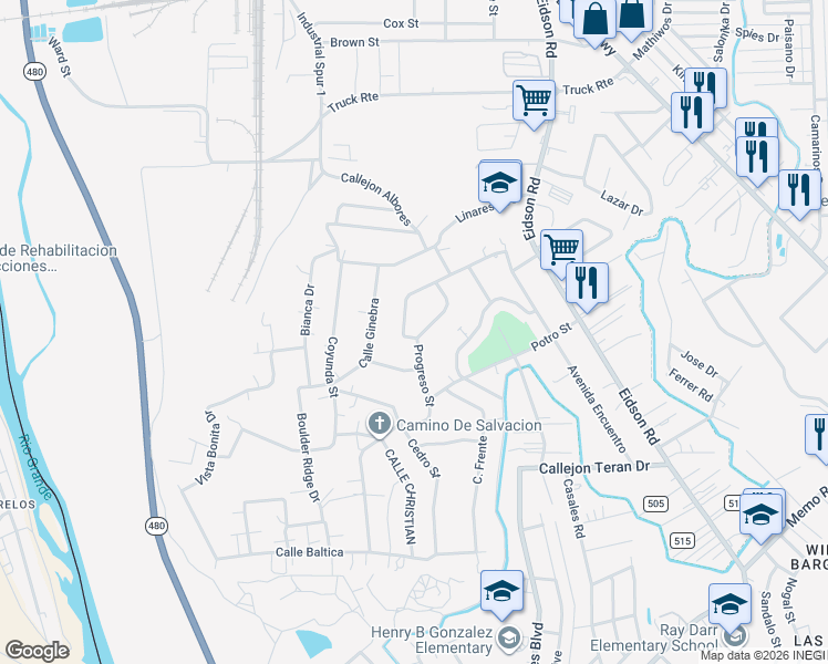 map of restaurants, bars, coffee shops, grocery stores, and more near 793 Cotorra Street in Eagle Pass