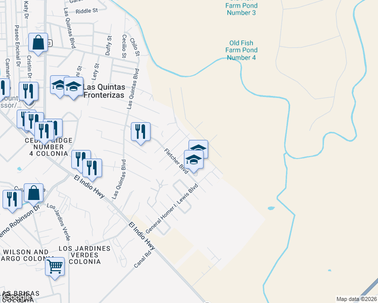 map of restaurants, bars, coffee shops, grocery stores, and more near 1813 Rebecca Lane in Eagle Pass