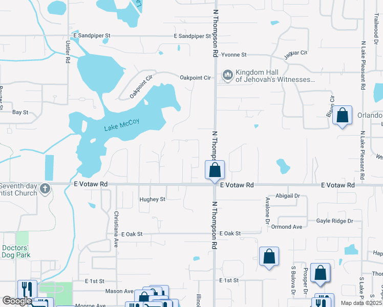 map of restaurants, bars, coffee shops, grocery stores, and more near 1121 Benan Court in Apopka