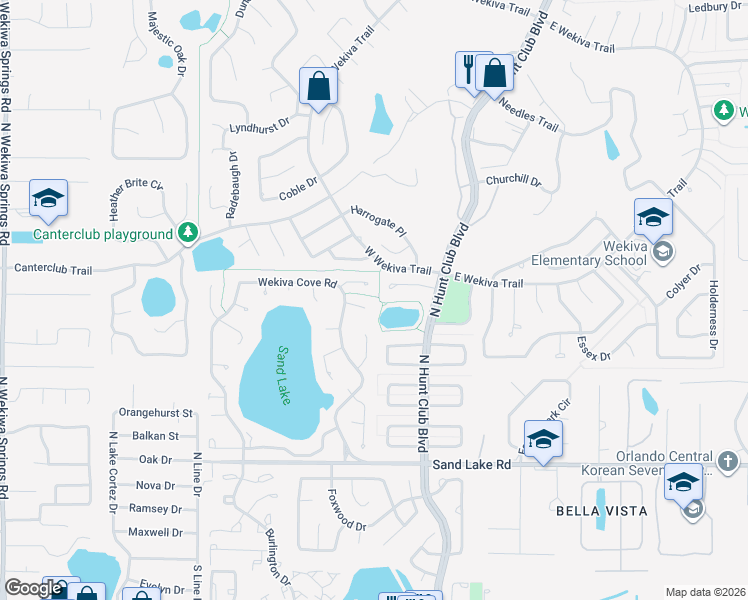 map of restaurants, bars, coffee shops, grocery stores, and more near 144 Margate Mews in Longwood