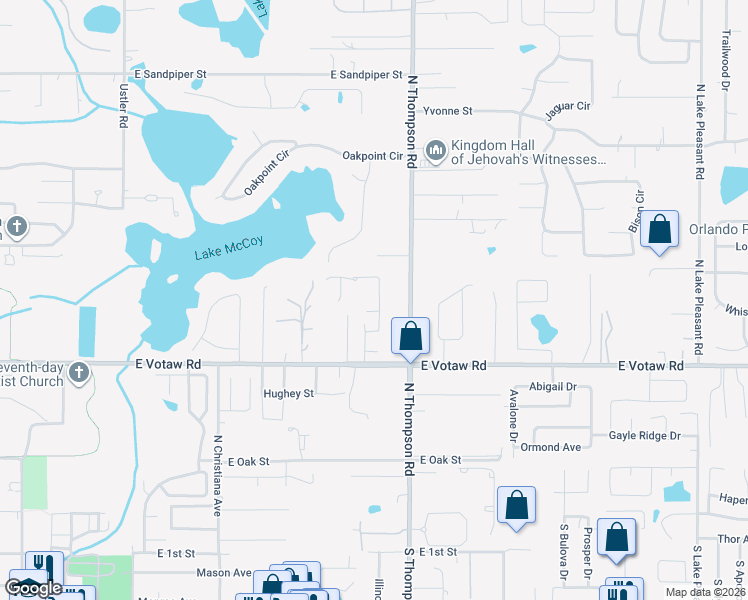 map of restaurants, bars, coffee shops, grocery stores, and more near 1121 Benan Court in Apopka