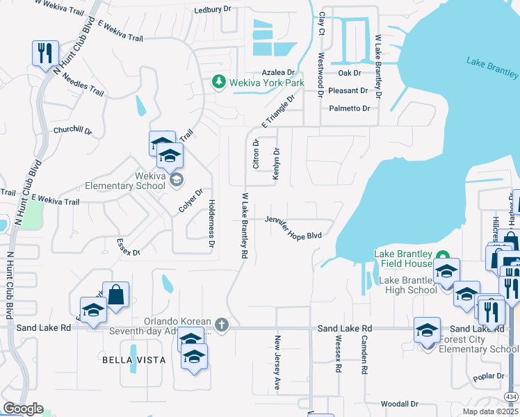 map of restaurants, bars, coffee shops, grocery stores, and more near 1500 Suzanne Way in Longwood