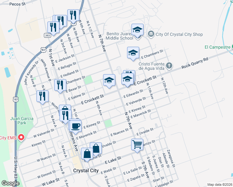 map of restaurants, bars, coffee shops, grocery stores, and more near 815 North 7th Avenue in Crystal City