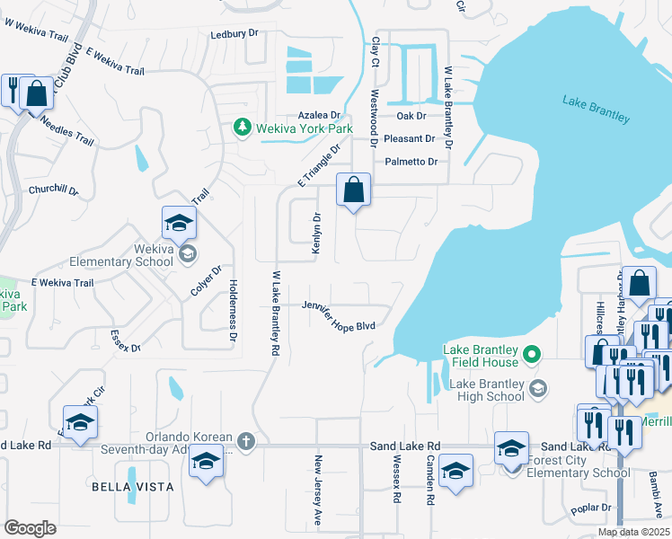 map of restaurants, bars, coffee shops, grocery stores, and more near 1762 Blackmon Court in Longwood