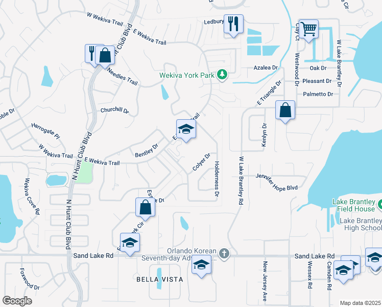 map of restaurants, bars, coffee shops, grocery stores, and more near 1450 East Wekiva Trail in Wekiwa Springs