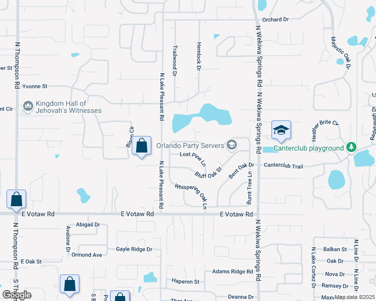 map of restaurants, bars, coffee shops, grocery stores, and more near 1836 Hidden Pine Lane in Apopka