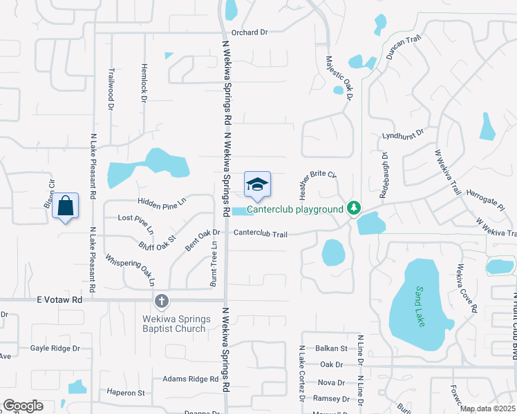 map of restaurants, bars, coffee shops, grocery stores, and more near 555 North Wekiwa Springs Road in Apopka