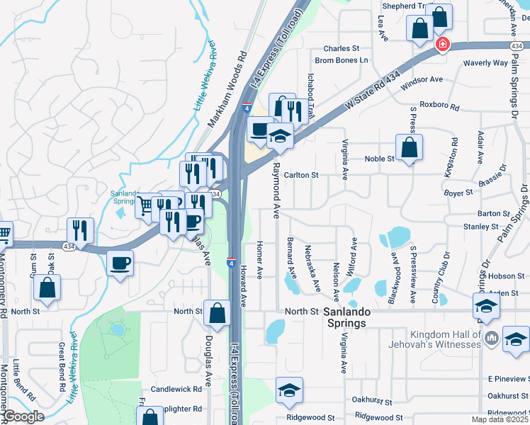 map of restaurants, bars, coffee shops, grocery stores, and more near 1911 Barton Street in Longwood