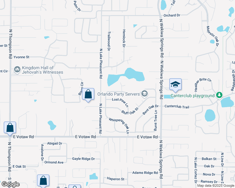 map of restaurants, bars, coffee shops, grocery stores, and more near 1836 Hidden Pine Lane in Apopka