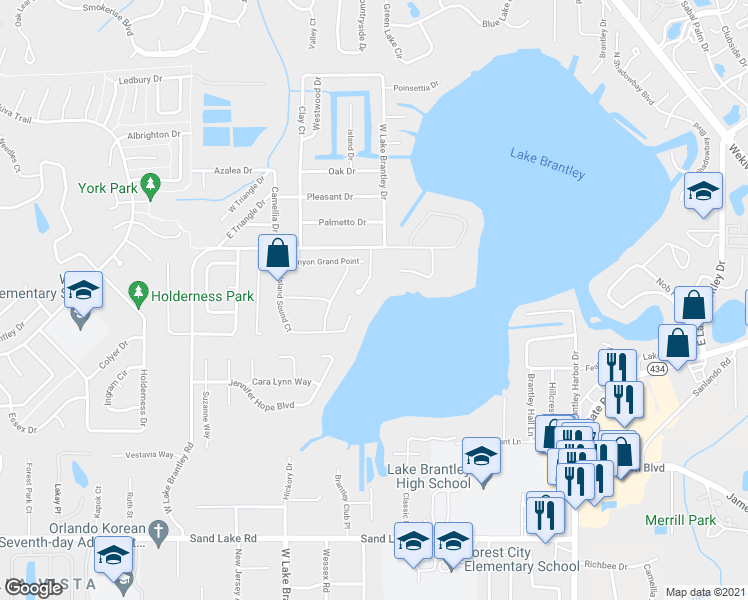 map of restaurants, bars, coffee shops, grocery stores, and more near 1749 Viscaya Curve in Longwood