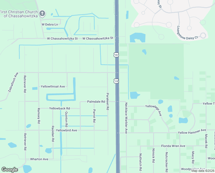 map of restaurants, bars, coffee shops, grocery stores, and more near 18369 Parakeet Road in Brooksville