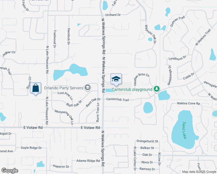 map of restaurants, bars, coffee shops, grocery stores, and more near 529 North Wekiwa Springs Road in Apopka