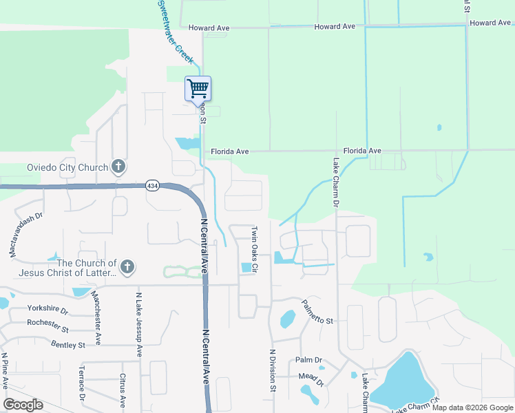 map of restaurants, bars, coffee shops, grocery stores, and more near 1320 Stellar Drive in Oviedo