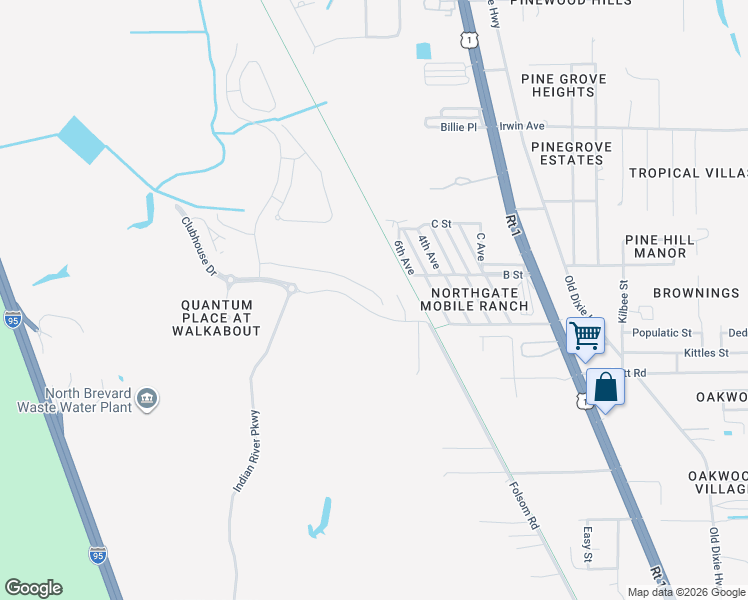 map of restaurants, bars, coffee shops, grocery stores, and more near 3608 Loggerhead Lane in Mims