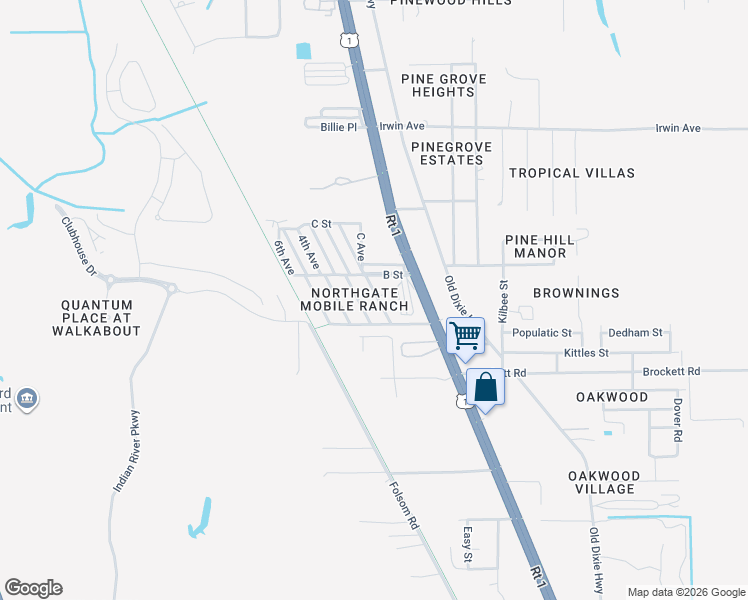 map of restaurants, bars, coffee shops, grocery stores, and more near 3254 Karen Avenue in Mims