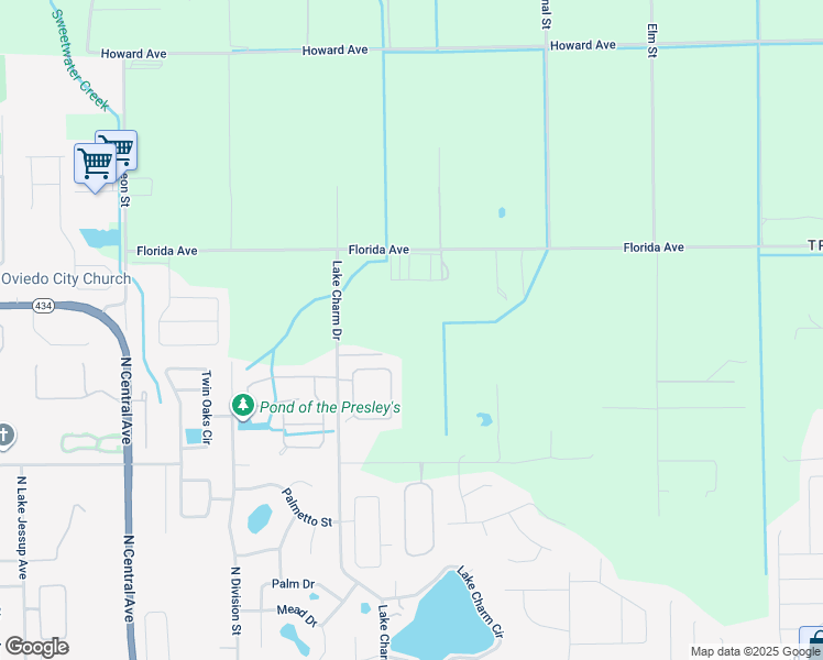 map of restaurants, bars, coffee shops, grocery stores, and more near 1192 Fieldstone Circle in Oviedo