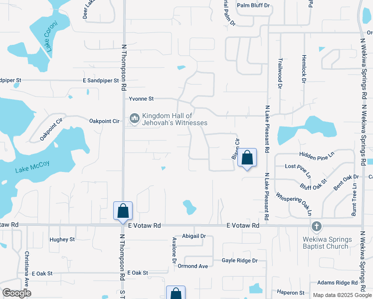 map of restaurants, bars, coffee shops, grocery stores, and more near 530 Timberwolf Trail in Apopka