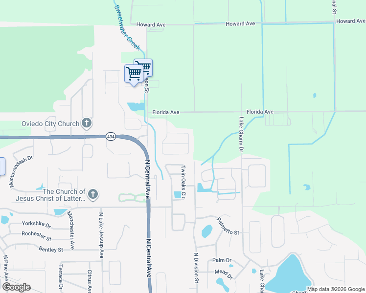 map of restaurants, bars, coffee shops, grocery stores, and more near 1320 Stellar Drive in Oviedo