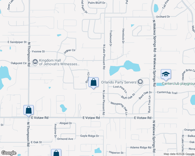 map of restaurants, bars, coffee shops, grocery stores, and more near 556 North Lake Pleasant Road in Apopka