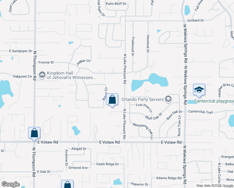 map of restaurants, bars, coffee shops, grocery stores, and more near 556 North Lake Pleasant Road in Apopka