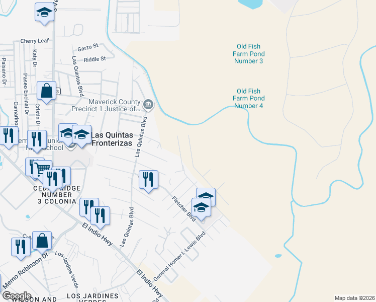 map of restaurants, bars, coffee shops, grocery stores, and more near 3162 Tita Street in Eagle Pass