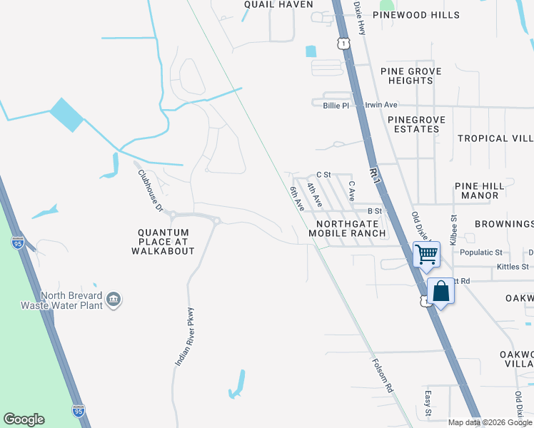 map of restaurants, bars, coffee shops, grocery stores, and more near 3608 Loggerhead Lane in Mims