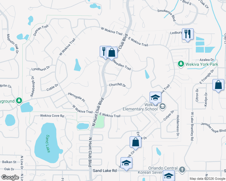 map of restaurants, bars, coffee shops, grocery stores, and more near 1968 St Andrews Pl in Longwood