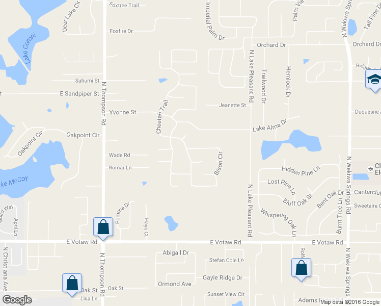 map of restaurants, bars, coffee shops, grocery stores, and more near 559 Bison Circle in Apopka