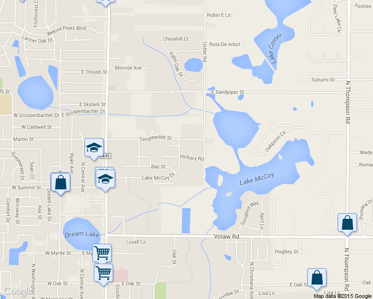 map of restaurants, bars, coffee shops, grocery stores, and more near 571 Honeysuckle Court in Apopka