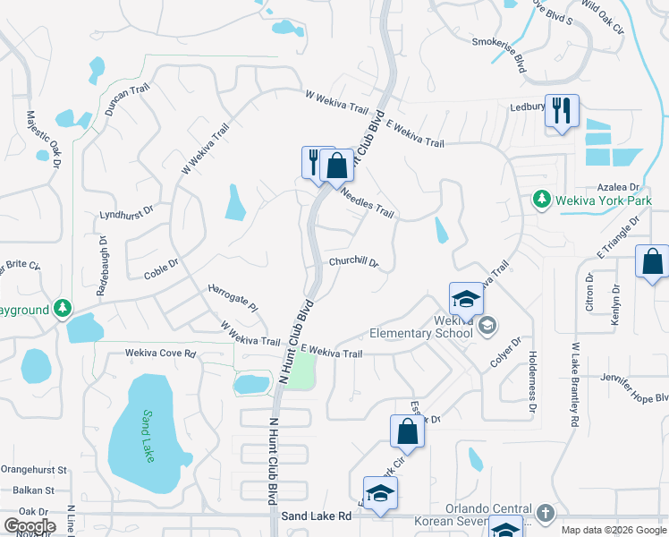 map of restaurants, bars, coffee shops, grocery stores, and more near 1995 Saint Andrews Place in Longwood