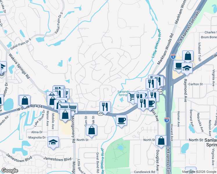 map of restaurants, bars, coffee shops, grocery stores, and more near 288 Springside Road in Longwood