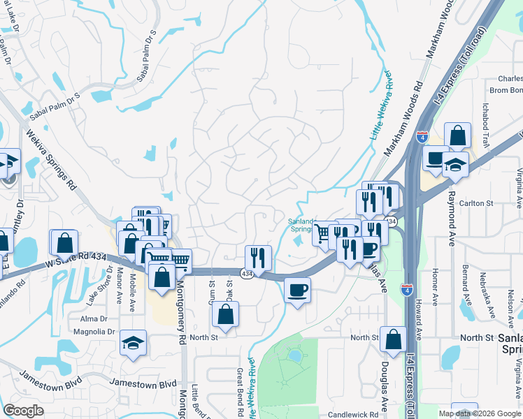 map of restaurants, bars, coffee shops, grocery stores, and more near 288 Springside Road in Longwood