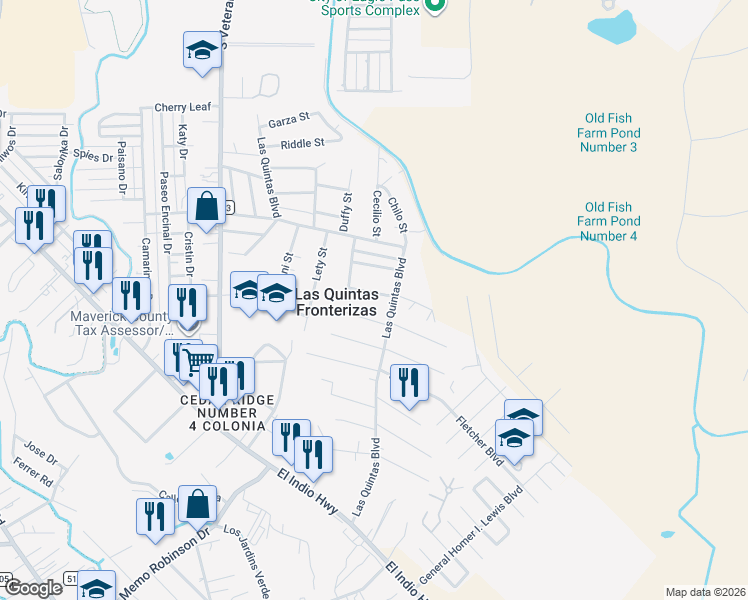 map of restaurants, bars, coffee shops, grocery stores, and more near 3086 Mark Anthony Drive in Eagle Pass