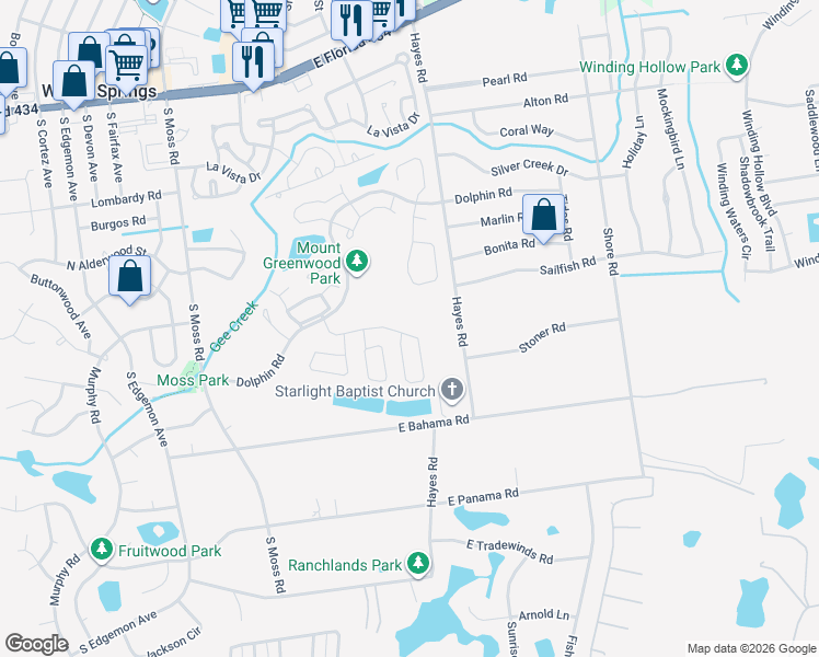 map of restaurants, bars, coffee shops, grocery stores, and more near 449 Lancers Drive in Winter Springs
