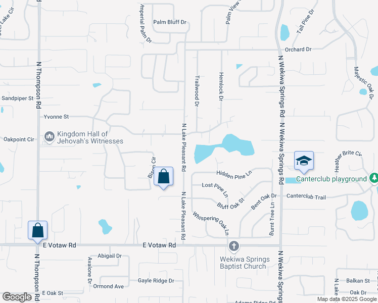map of restaurants, bars, coffee shops, grocery stores, and more near 553 North Lake Pleasant Road in Apopka