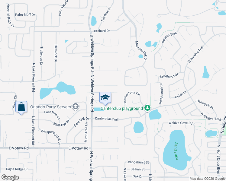 map of restaurants, bars, coffee shops, grocery stores, and more near 2430 Wekiva Ridge Road in Apopka