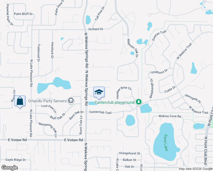 map of restaurants, bars, coffee shops, grocery stores, and more near 2430 Wekiva Ridge Road in Apopka