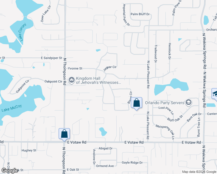 map of restaurants, bars, coffee shops, grocery stores, and more near 559 Bison Circle in Apopka
