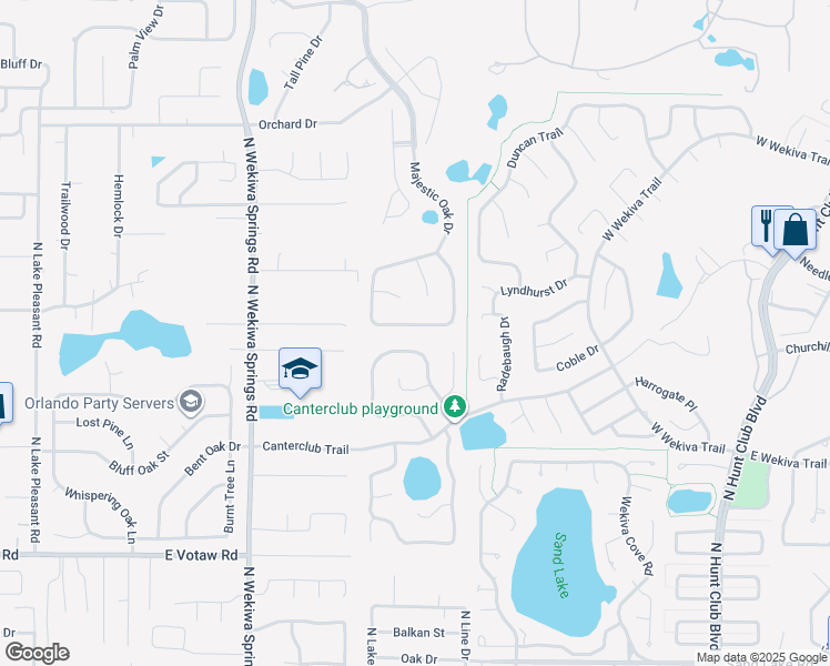 map of restaurants, bars, coffee shops, grocery stores, and more near 538 Majestic Oak Drive in Apopka