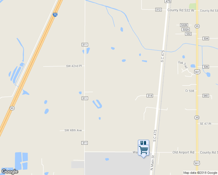 map of restaurants, bars, coffee shops, grocery stores, and more near 4201 Cr 311 in Bushnell