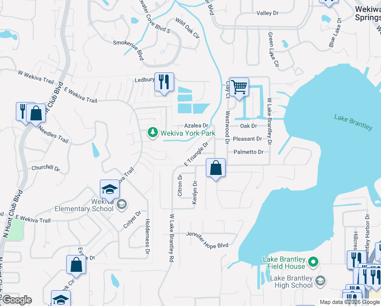 map of restaurants, bars, coffee shops, grocery stores, and more near 2060 East Triangle Drive in Longwood