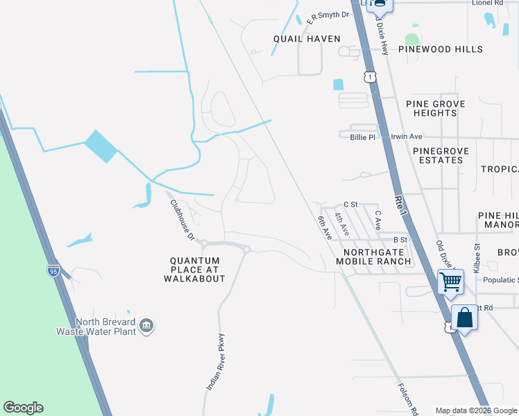 map of restaurants, bars, coffee shops, grocery stores, and more near 3950 Walkabout Way in Mims