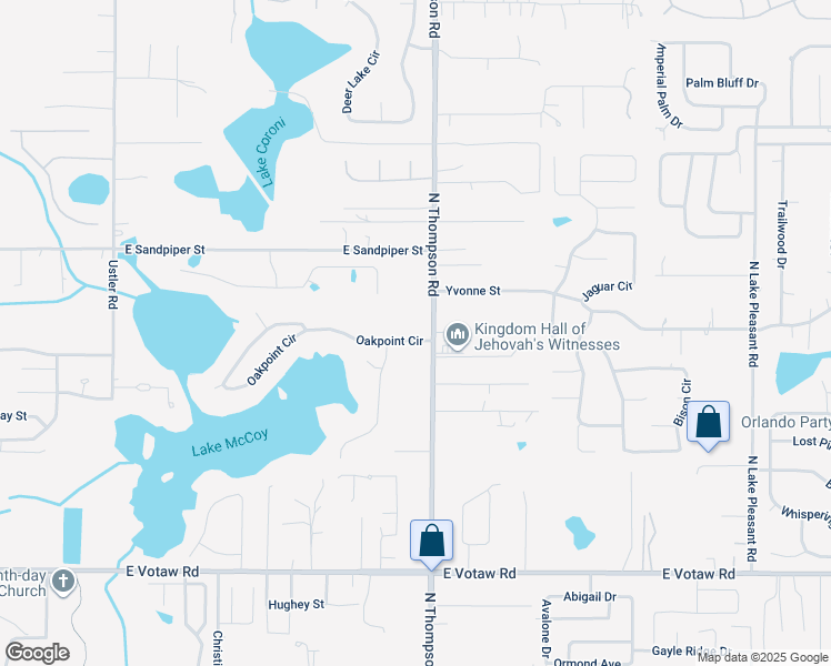 map of restaurants, bars, coffee shops, grocery stores, and more near 1175 Oakpoint Circle in Apopka