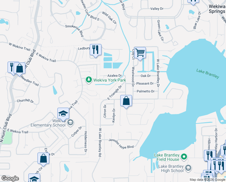 map of restaurants, bars, coffee shops, grocery stores, and more near 2060 East Triangle Drive in Longwood