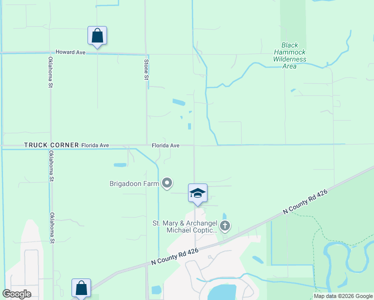map of restaurants, bars, coffee shops, grocery stores, and more near 1460 Van Arsdale Street in Oviedo