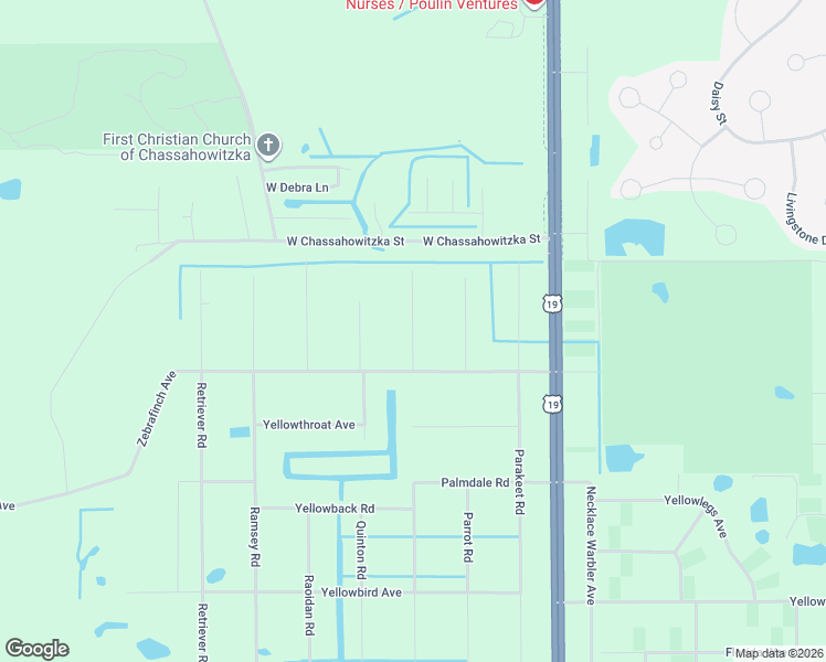 map of restaurants, bars, coffee shops, grocery stores, and more near 18455 Pake Road in Brooksville