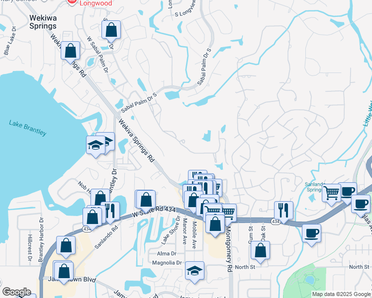 map of restaurants, bars, coffee shops, grocery stores, and more near 500 Village Place in Longwood